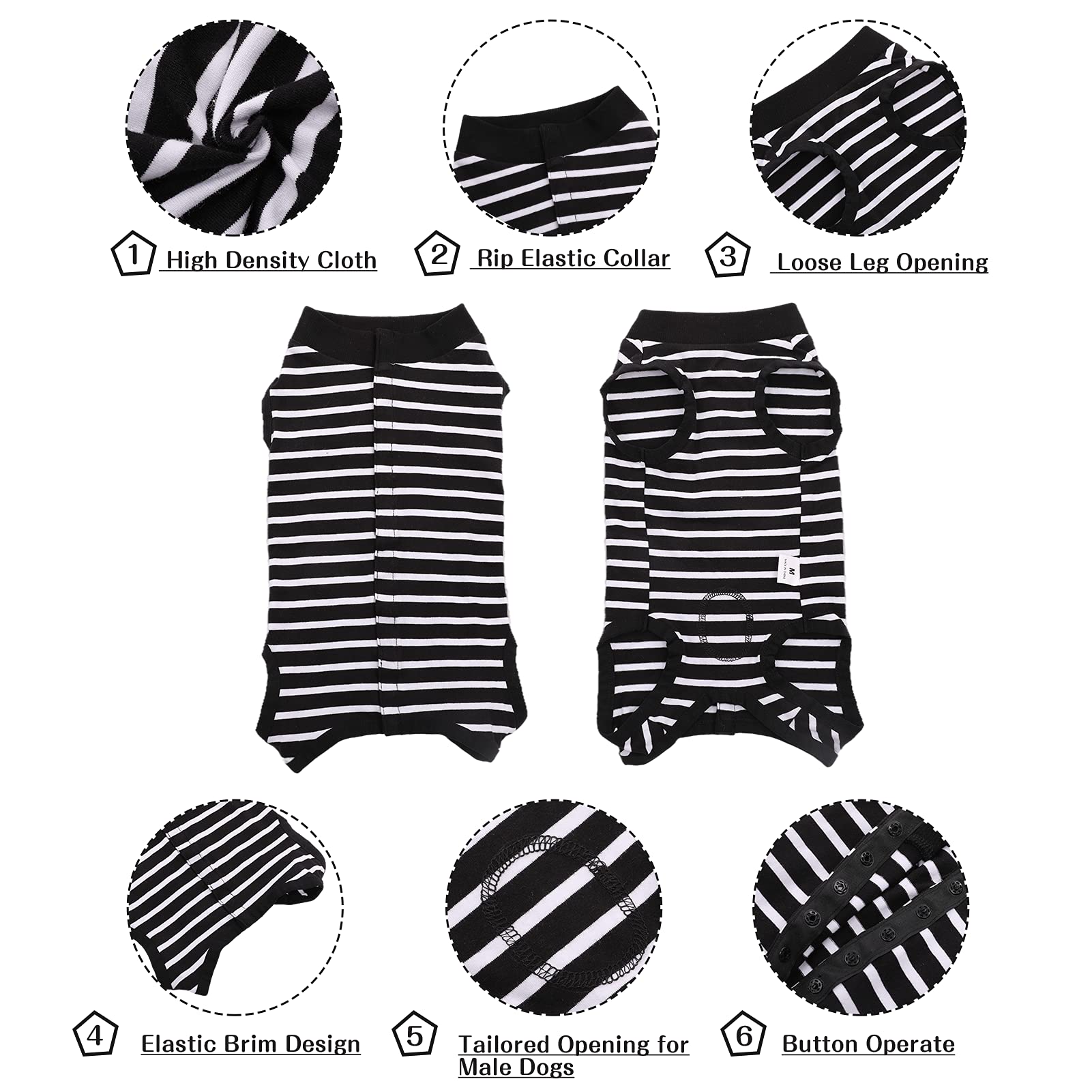 SAWMONG Dog Recovery Suit - Post-Surgery Surgical Suit for Female & Male Dogs - Soft Onesie Alternative to E-Collar Cone - Black, Small - Perfect for Spay/Neuter Recovery & Wound Protection