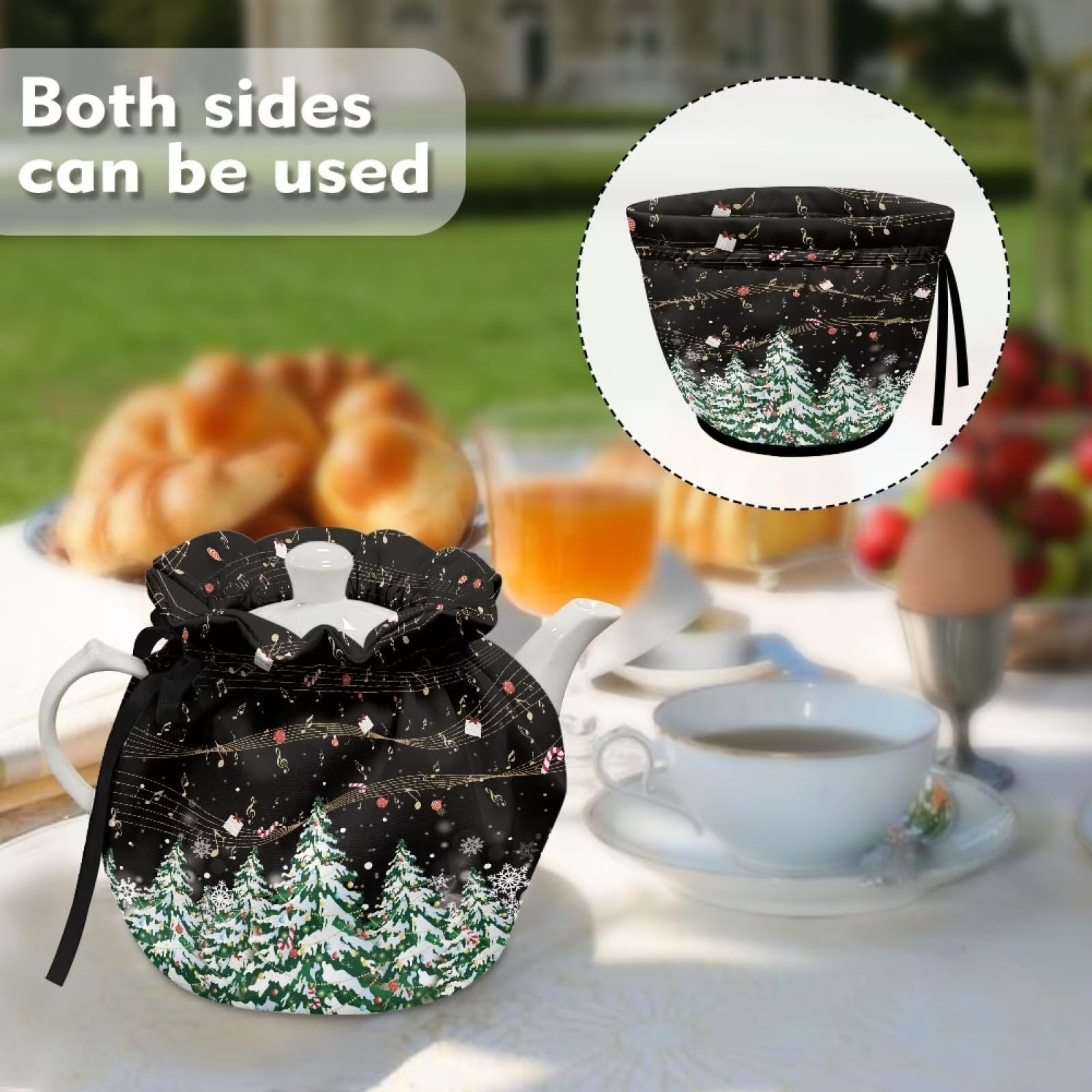 Xoenoiee Pine Tree Snow Christmas Pattern Tea Cosy - Insulated Teapot Cover & Warmer for Kitchen, Home, and Tea Parties | Perfect for Holiday Gatherings & Cozy Winter Tea Time