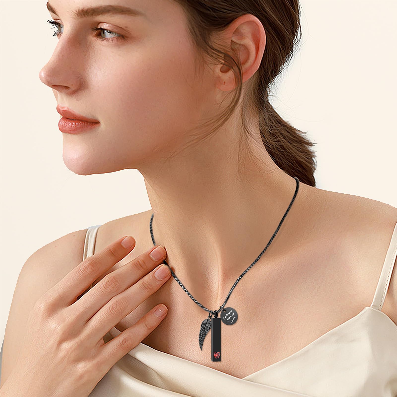 Angel Wing Cremation Jewelry - Stainless Steel Memorial Pendant for Ashes - Perfect for Remembrance & Special Occasions
