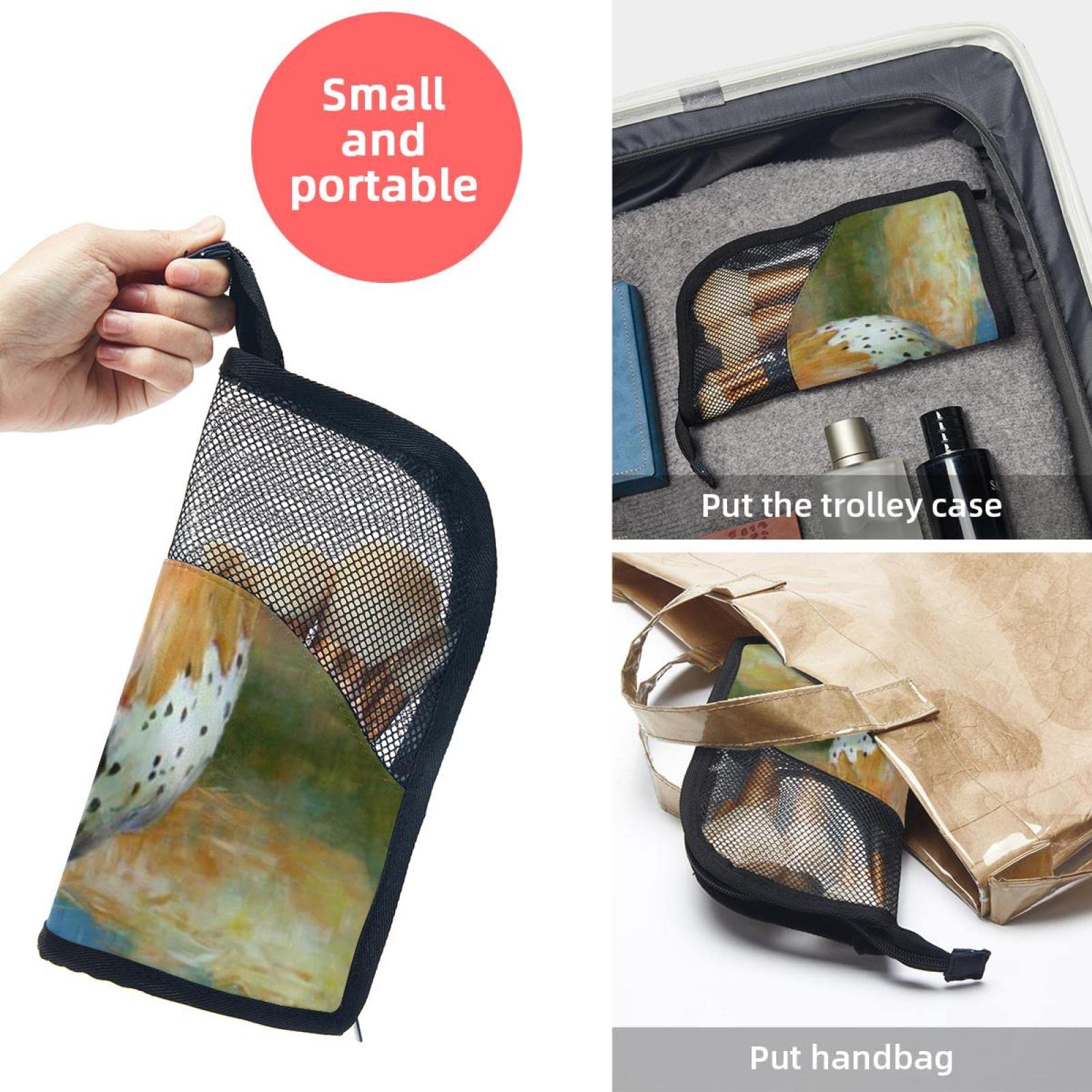 12-Piece Makeup Brush Organizer Bag with Colorful Rooster Design - Portable Cosmetic Brush Holder Case for Travel, Home & Professional Makeup Storage