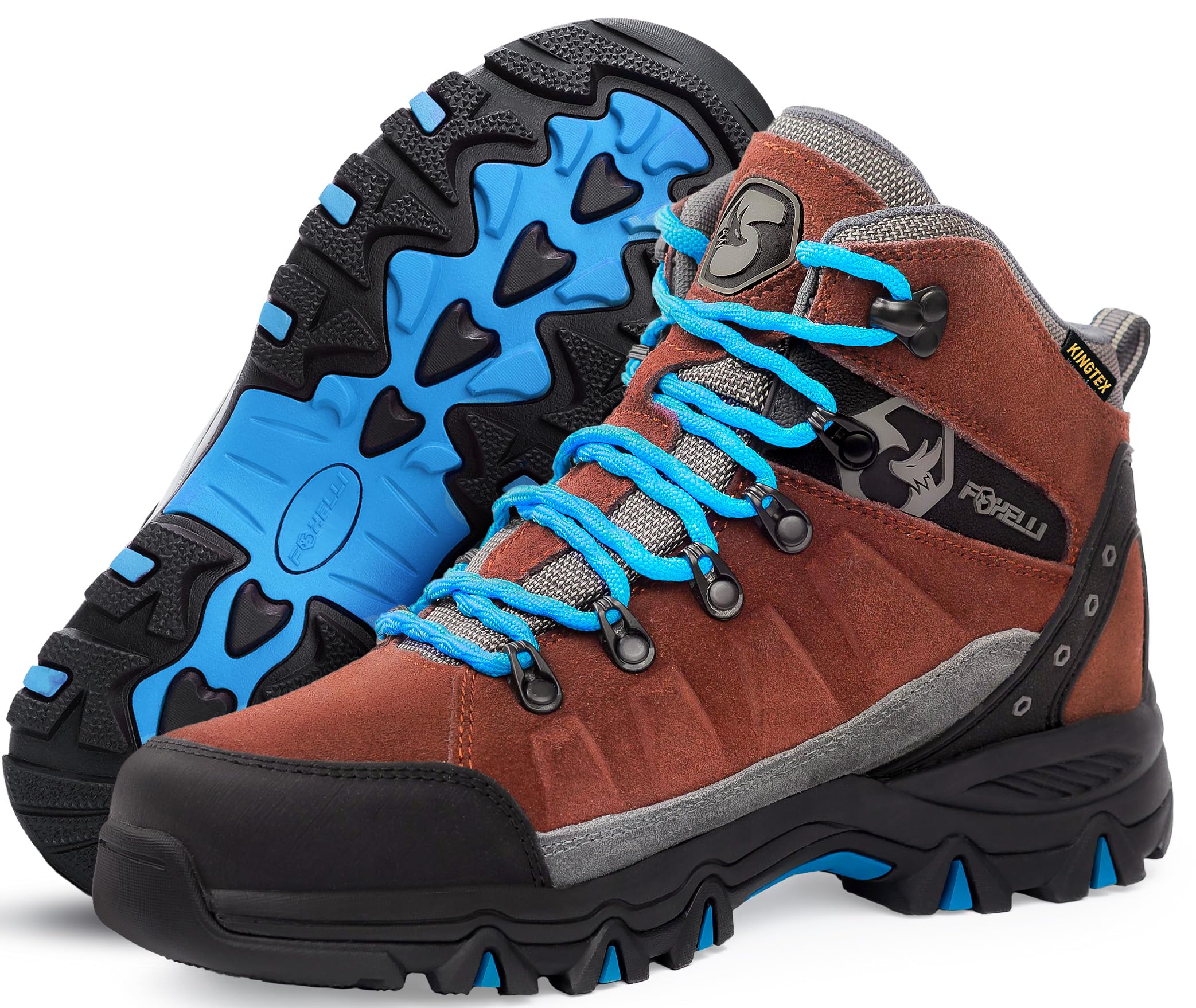 Foxelli Women's Waterproof Hiking Boots - Lightweight Breathable Suede Leather Outdoor Shoes for Trail Walking & Camping Adventures