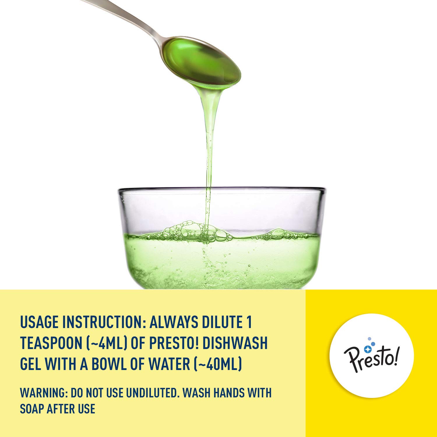 **Presto! Lime Dishwashing Gel - 2 Litre Refill Jar | Powerful Grease Cutting Liquid | Gentle on Hands | Ideal for Kitchen, Sink & Dishwasher Use**