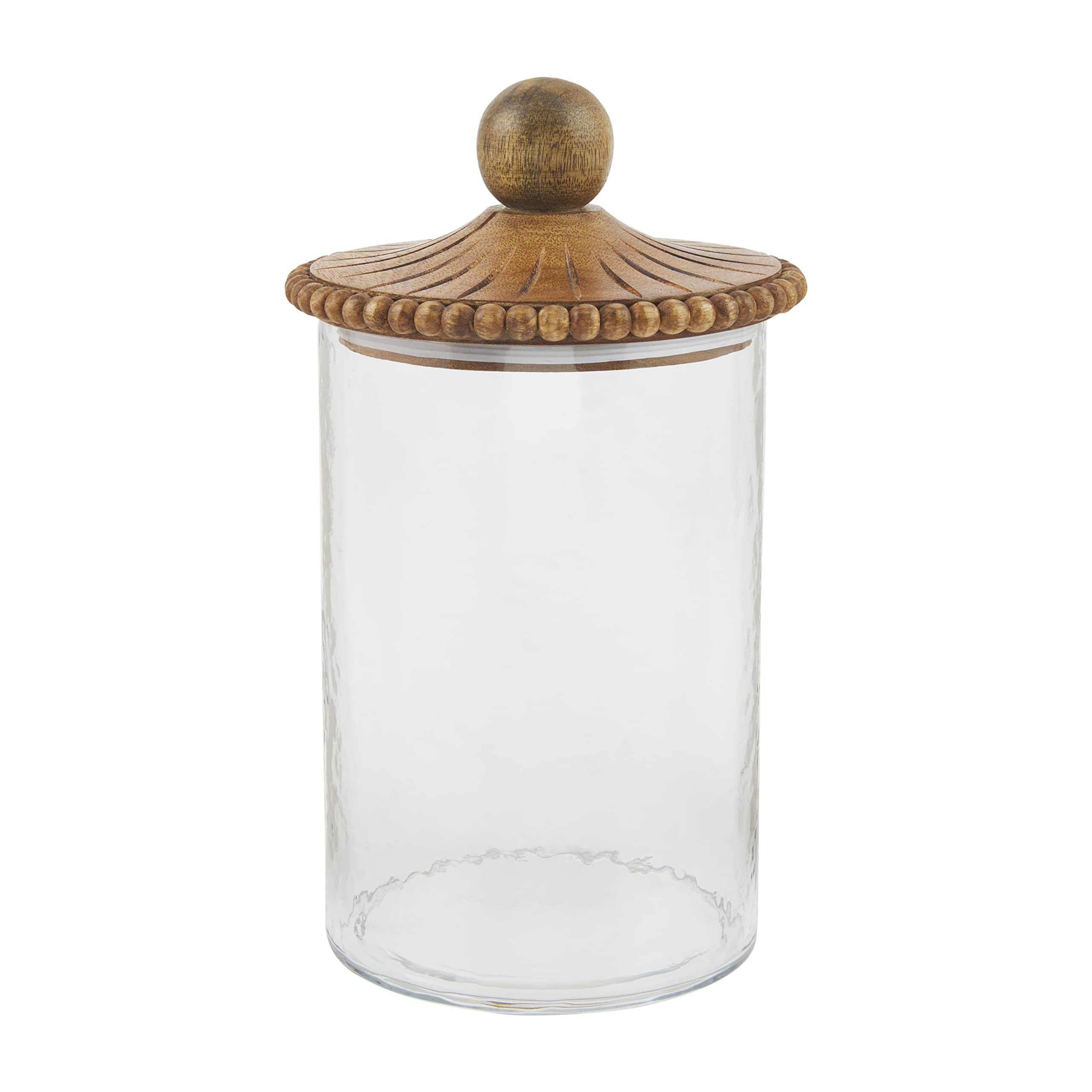 Elegant Mud Pie Glass & Brown Beaded Canister Set - 3 Piece Kitchen Storage Containers for Sugar, Flour & Coffee | Perfect for Pantry Organization & Farmhouse Decor