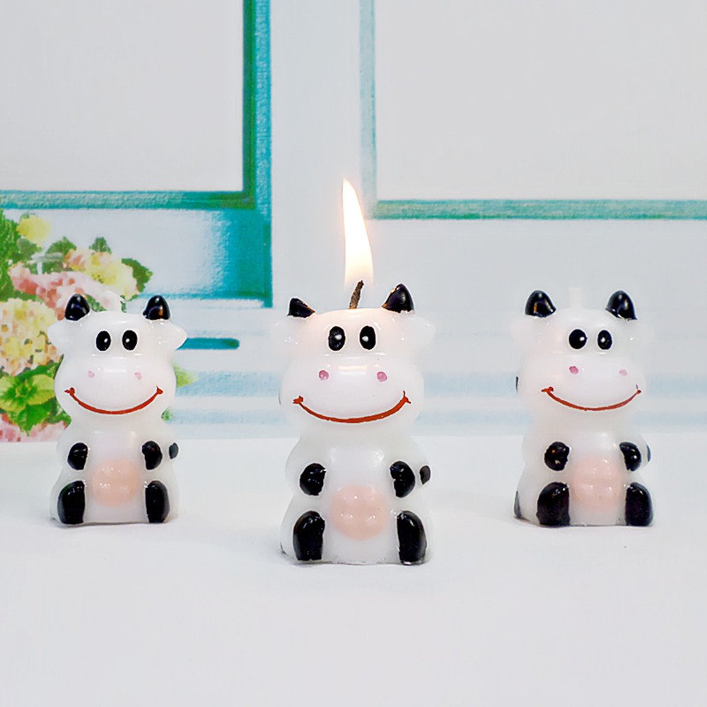 Cute Cartoon Cow Birthday Candles - Fun Cake Decorations for Birthday Party, Baby Shower & Kids Celebration - 12 Pack Animal Themed Party Supplies