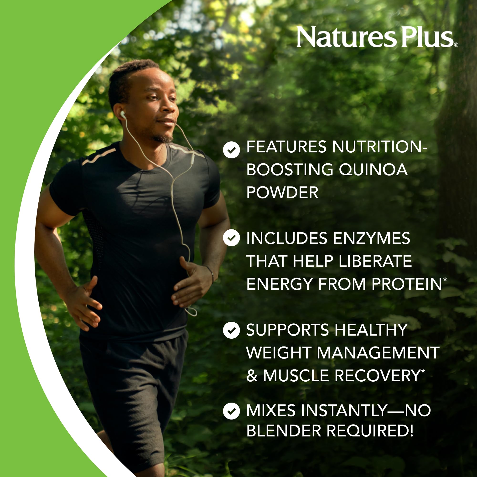 Natures Plus Organic Pea Protein Powder - 1.1 lbs Vegan Plant-Based Protein for Energy, Muscle Growth & Heart Health | Hunger Suppressant, Non-GMO, Gluten-Free | 25 Servings for Smoothies, Shakes & Post-Workout Recovery