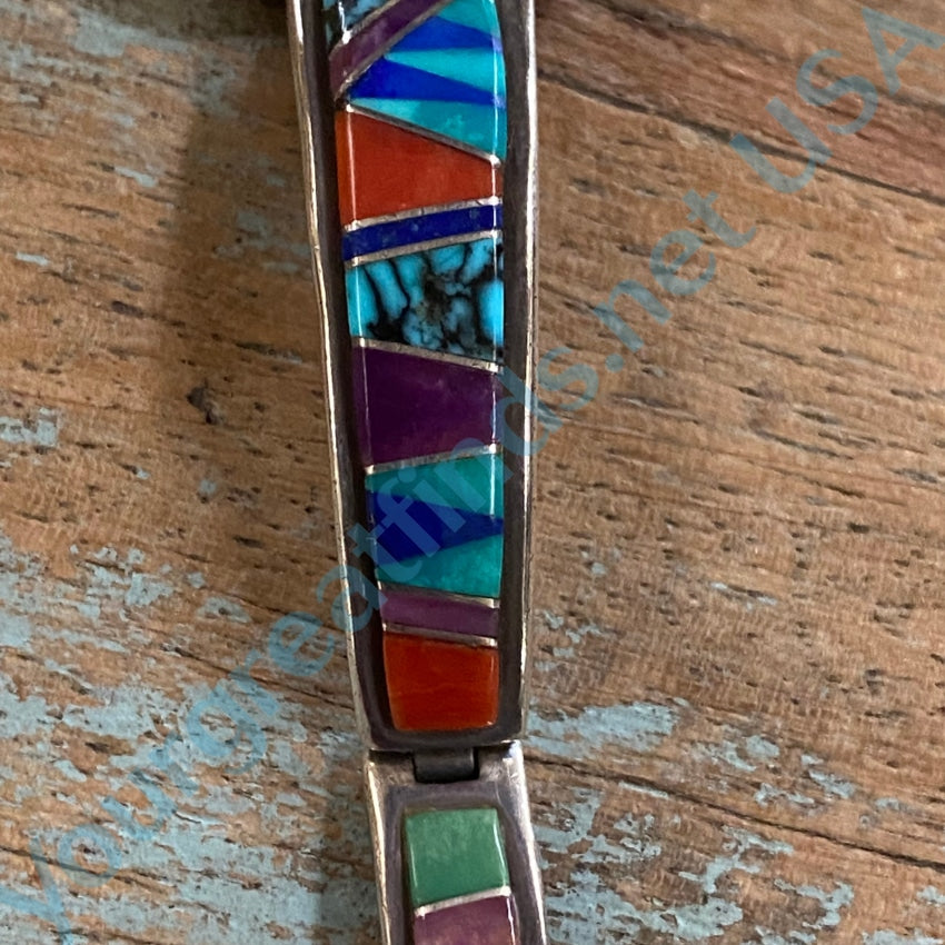 Vintage Navajo Sterling Silver Watch Band with Channel Inlay by Earl Plummer - Handcrafted Jewelry for Men & Women, Perfect for Western & Boho Fashion