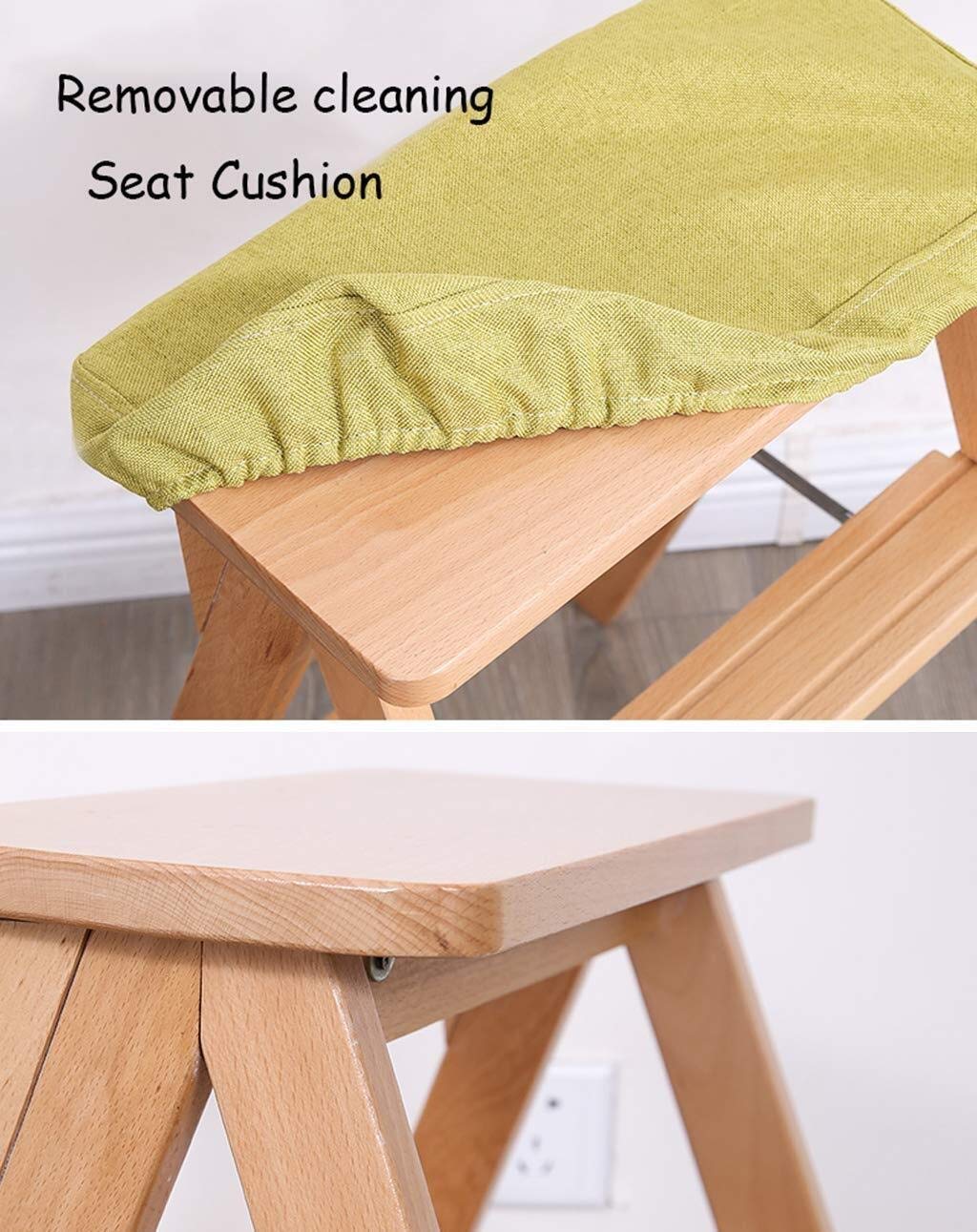 3-Step Wooden Folding Step Stool - Multifunctional Kitchen & Office Ladder Chair, Space-Saving & Portable - Perfect for Home, Garage, and Workspaces (Gray)