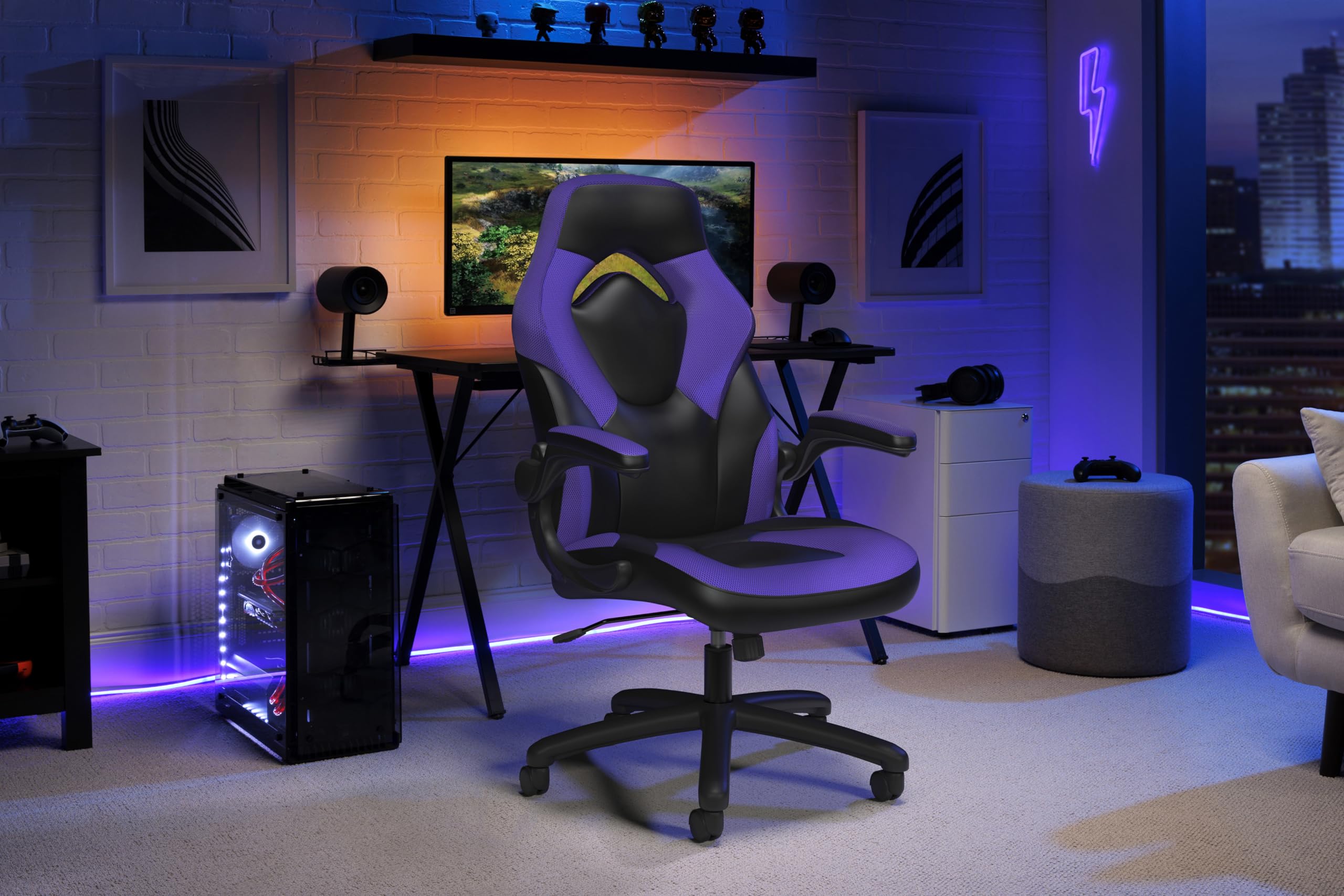 RESPAWN 3085 Ergonomic Gaming Chair - Adjustable Office Chair with Headrest & Lumbar Support, Reclining Computer Chair for Adults, Purple Gamer Chair - Perfect for Esports, Streaming & Home Office Workspace