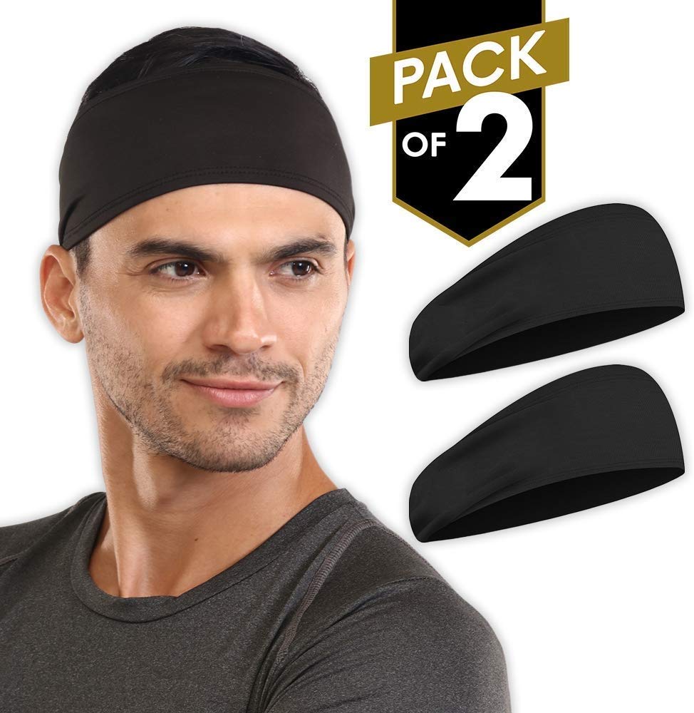 BISMAADH Men's Headband - Sweat Absorbing Headbands for Running, Sports & Workouts - Breathable Stretch Athletic Sweatbands for Tennis, Football & Exercise - Moisture Wicking Performance Headwear for Active Lifestyles & Outdoor Activities