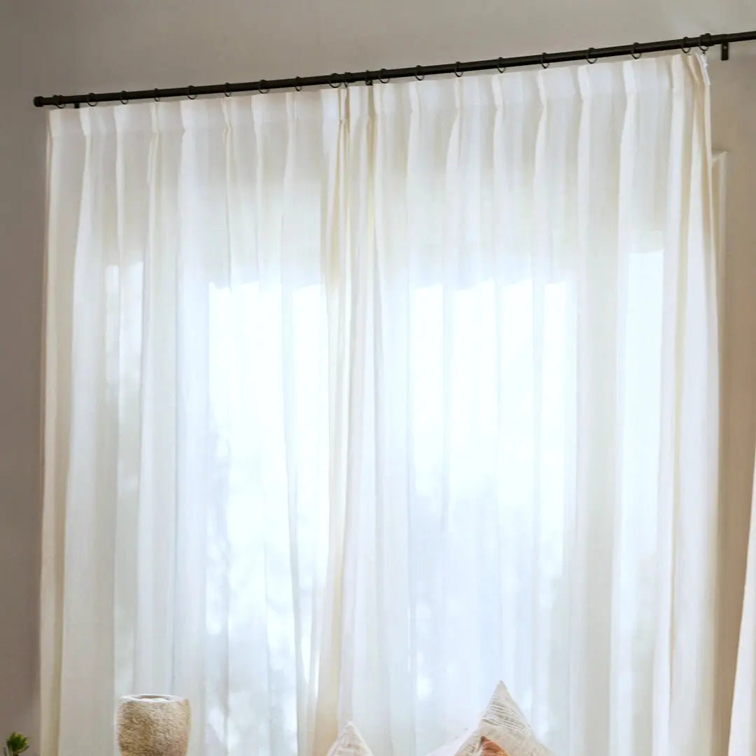 Ron Linen Herringbone Custom Pleated Curtains - Blackout Drapes for Living Room, Bedroom & Home Decor (Set of 2 Panels)