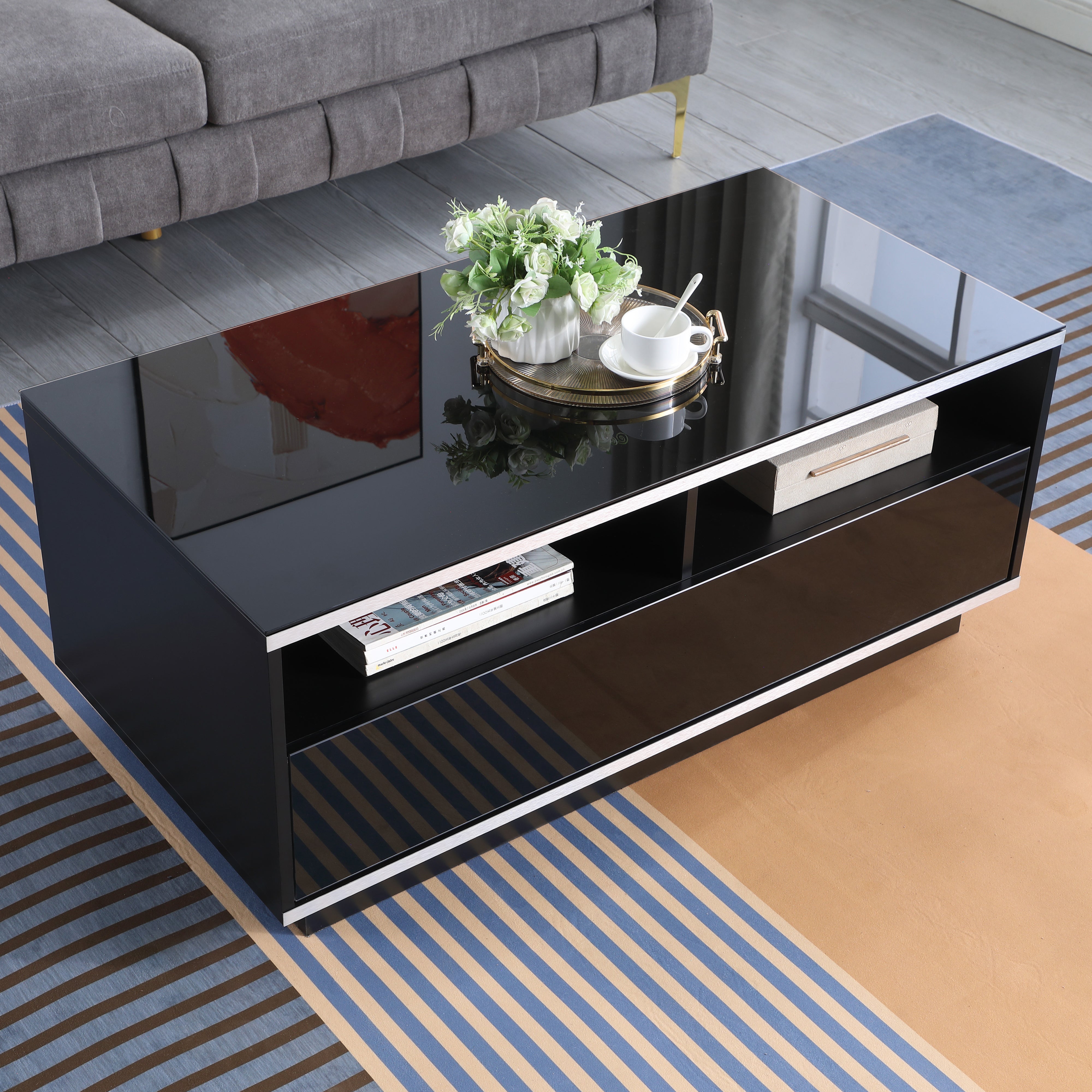 TITAN Modern Coffee Table - Black Finish by Tauris™ - Perfect for Living Room, Lounge & Office Decor