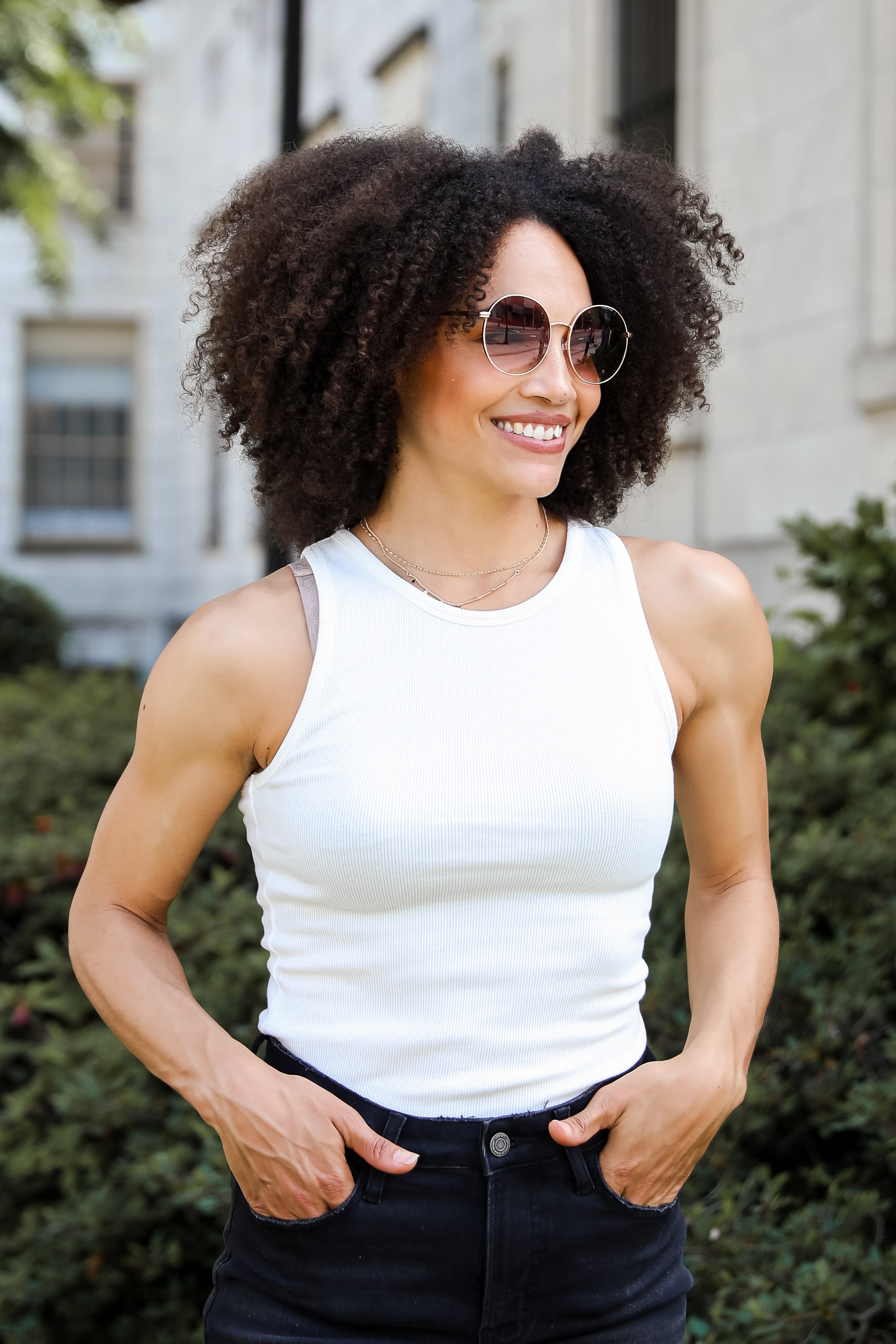 Elaine Everyday White Ribbed Tank Top for Women - Soft Stretch Comfort Fit Casual Wear - Perfect for Layering, Summer Outfits, and Everyday Essentials