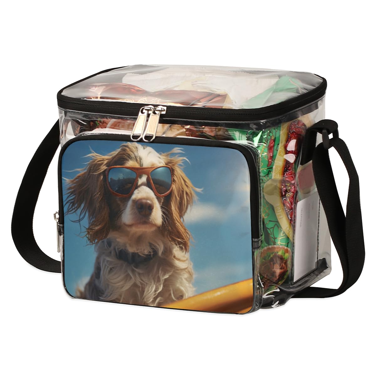 GzLeyigou Clear Dog Surfboard Tote Bag with Handles - Transparent Crossbody Shoulder Bag for Pets, Perfect for Beach, Surfing, Outdoor Travel, Picnic, Concerts & Sports Events | Stadium Approved Pet Carrier & Lunch Bag