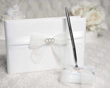 Sparkling Rhinestone Heart Wedding Guestbook and Pen Set - Elegant Keepsake for Bridal Showers, Receptions & Anniversaries - Perfect Gift for Newlyweds & Couples (Choose Your Color)