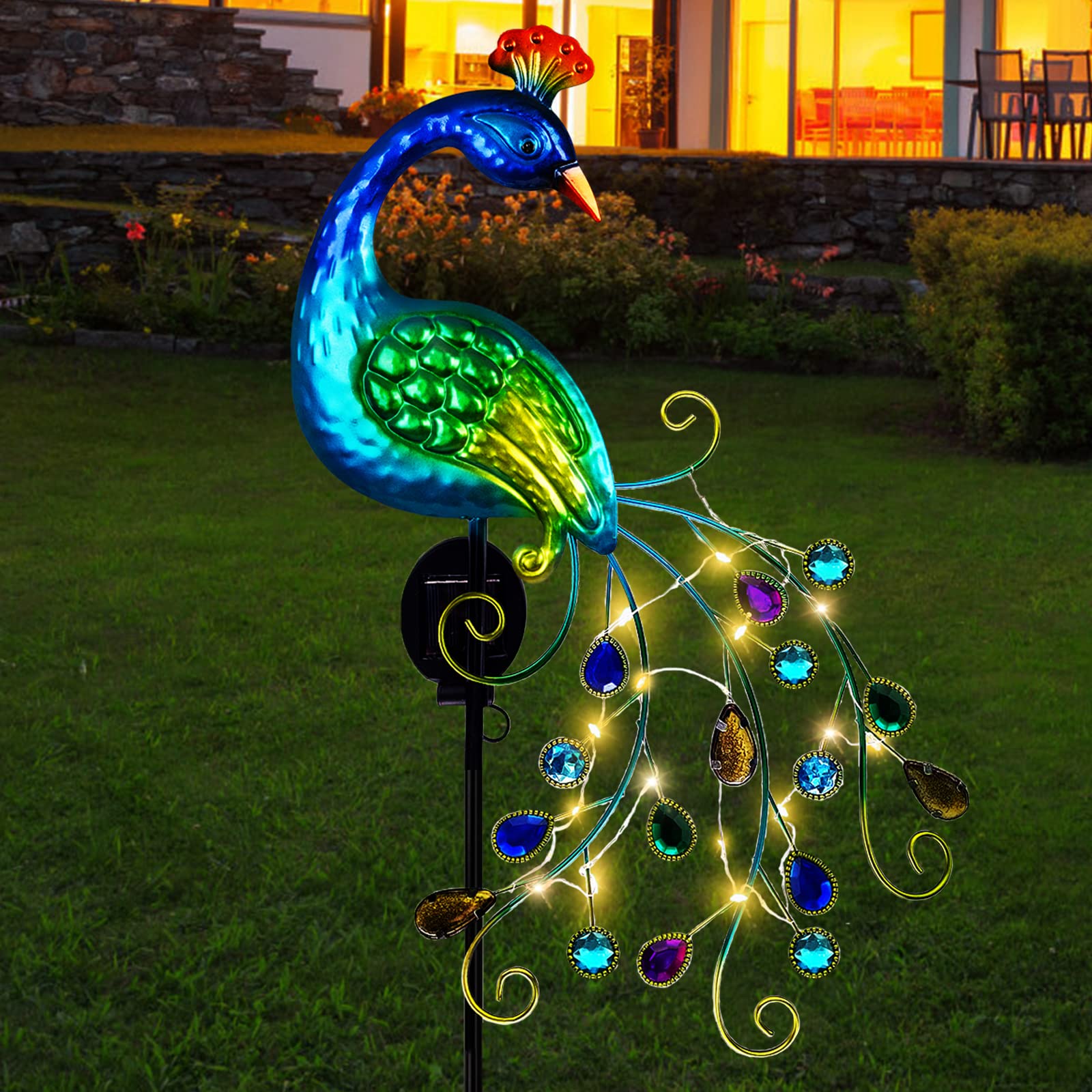 DREAMSOUL Solar Peacock Garden Lights Outdoor - Waterproof Metal LED Landscape Path Lighting for Yard, Lawn, Patio Decoration | Perfect for Garden, Pathway, and Backyard Decor