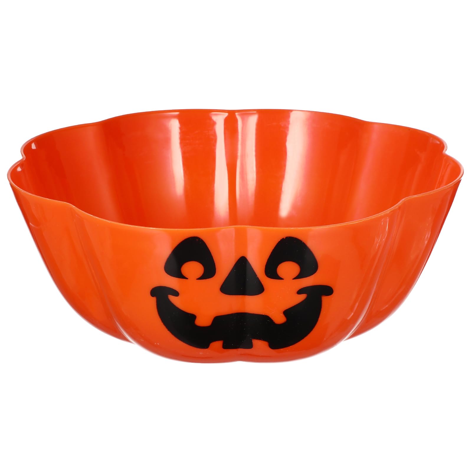 Halloween Trick or Treat Candy Bowl - Plastic Pumpkin Salad Bowl & Fruit Dish Basket for Party Decor - Orange Halloween Party Supplies for Trick-or-Treating, Home Decor & Holiday Celebrations