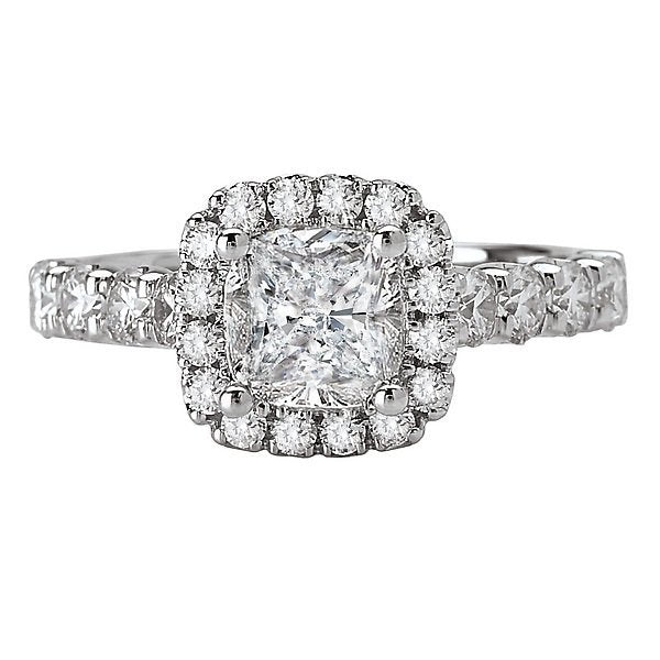 18KT White Gold 1/2 CTW Diamond Cushion Halo Engagement Ring Setting for 3/4 CT Cushion Cut Center Stone - Perfect for Proposals, Anniversaries & Special Occasions