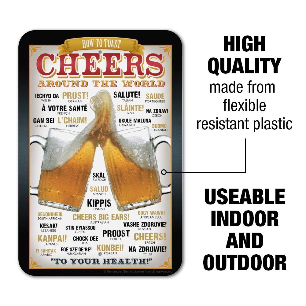 GRAPHICS & MORE Cheers Around The World Guide - Home & Office Decor Sign for Toasting Celebrations - Perfect for Parties, Weddings & Business Events