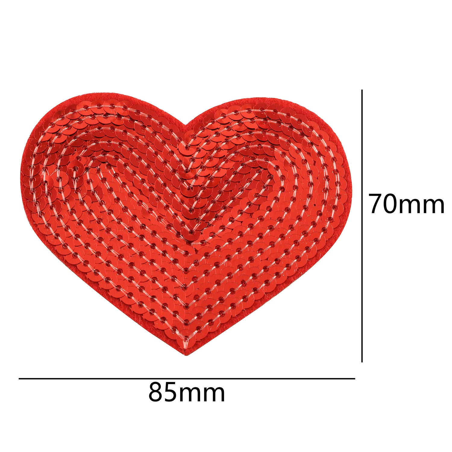 Tegg 5PCS Embroidered Heart Patches - Red Sequin Applique Iron-On/Sew-On DIY Badges for Jackets, Bags & Denim - Perfect for DIY Crafts, Fashion Accessories & Custom Clothing
