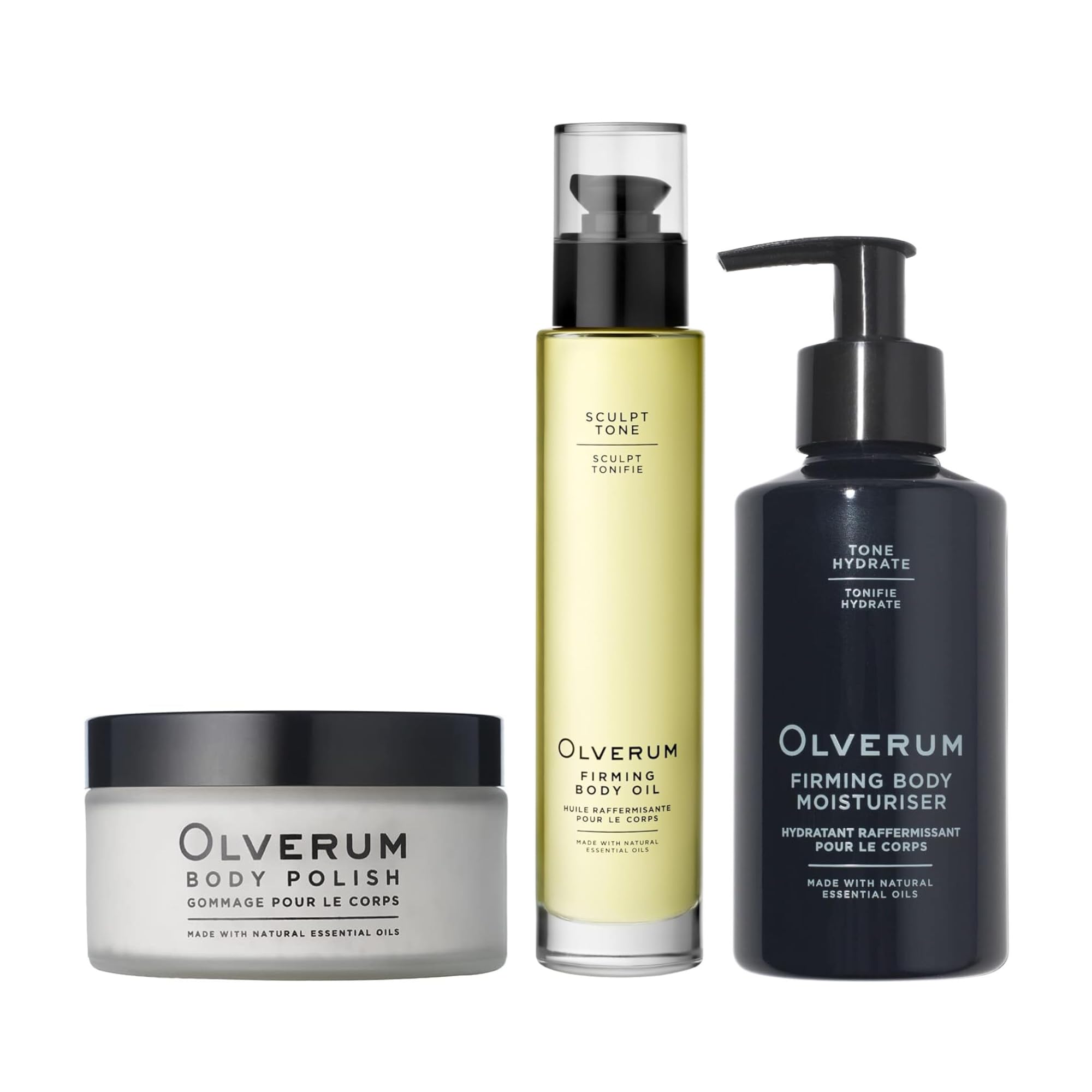 OLVERUM Firming Body Oil & Polish Bundle - Vegan, Cruelty-Free, Clean Beauty Moisturizer for Smooth, Toned Skin | Post-Workout & Spa Day Essential