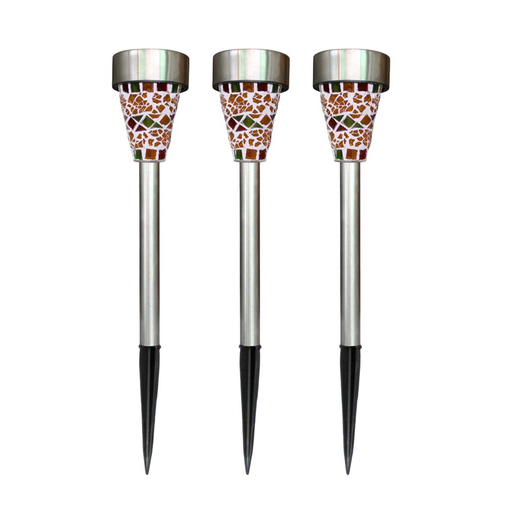 OSALADI 3Pcs Solar Stake Lights - Waterproof Outdoor Pathway Lighting for Garden, Lawn, Patio & Walkway (Orange) | Perfect for Landscape Decoration & Nighttime Safety