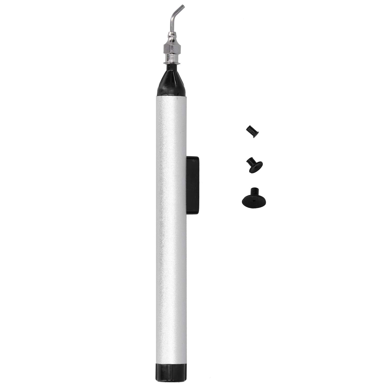 Anti Static Vacuum Suction Pen - Aluminum Silver Handheld Dust Remover Tool with 3 Replaceable Suckers (TU-939) | Perfect for Electronics Repair, PC Cleaning & Craft Work