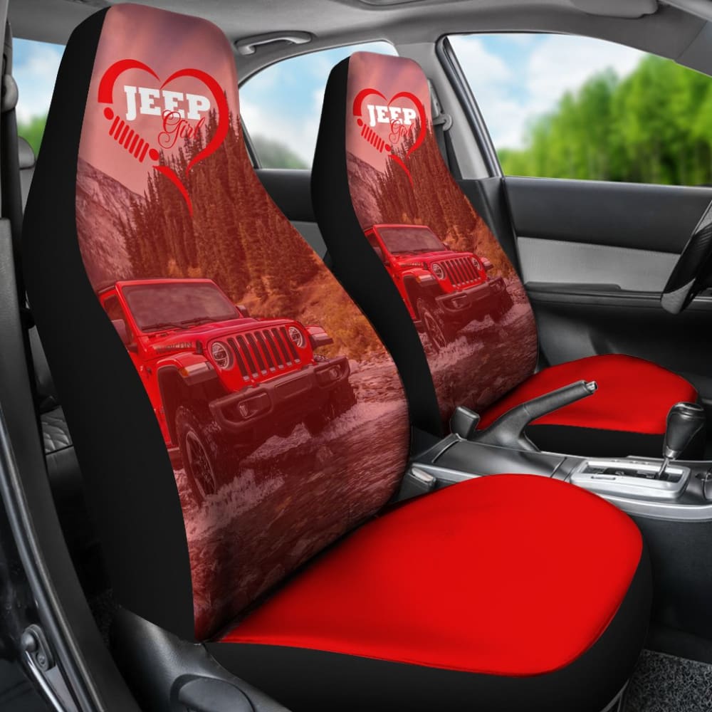 Premium Red Jeep Girl Car Seat Covers 211703 - Waterproof & Durable for Wrangler, Cherokee, Grand Cherokee - Perfect for Off-Road Adventures & Daily Commutes