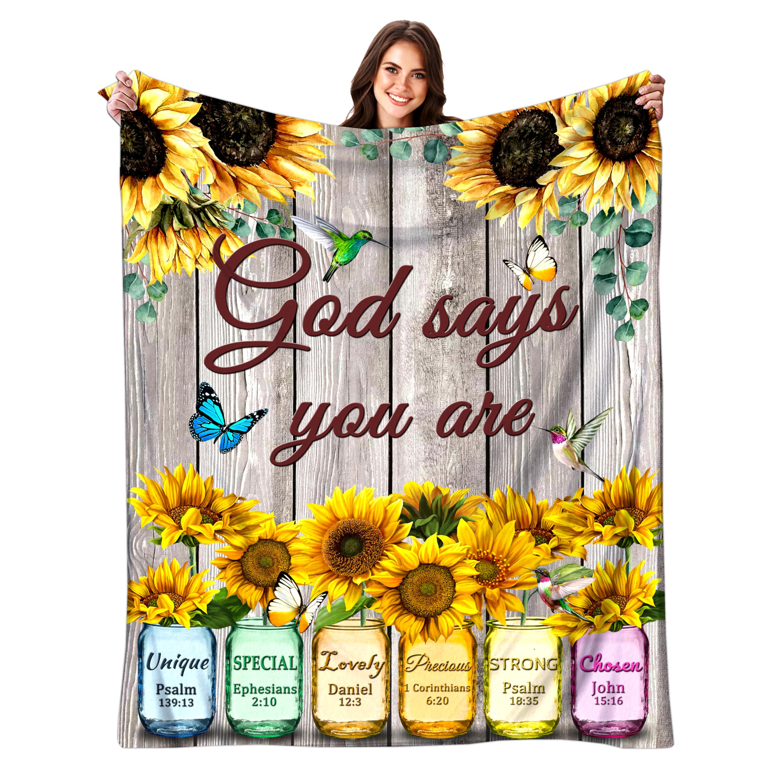 Christian Prayer Blanket with Bible Verses - Inspirational Religious Throw Blanket for Women & Men - Ultra Soft Flannel Blanket 50x40 Inches - Perfect for Church, Bible Study, Prayer Time & Cozy Home Decor
