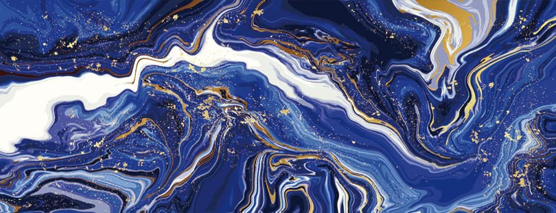 Blue and Gold Abstract Marble