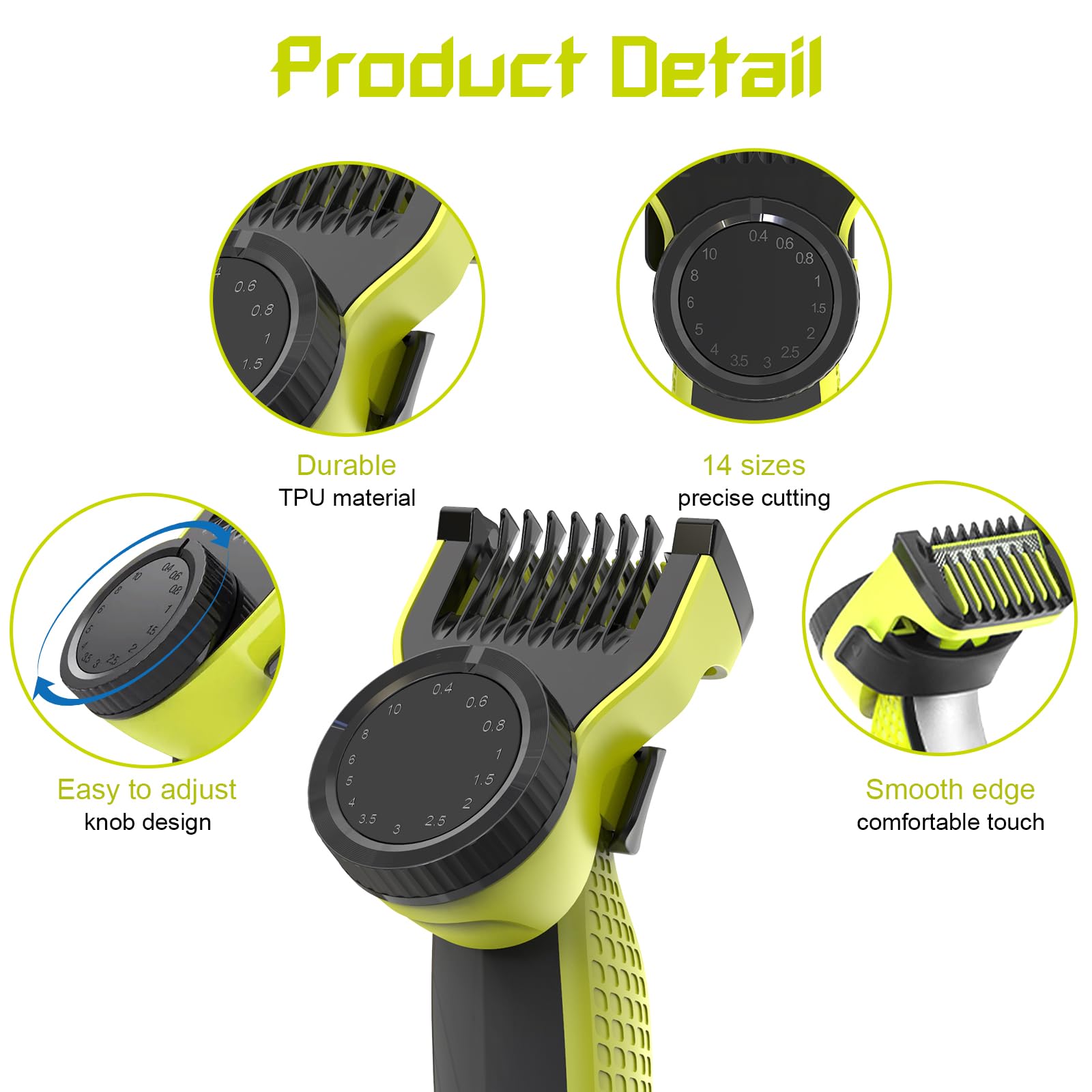 Philips One Blade Replacement Heads & 14 Length Attachments Kit - Compatible with QP2520 QP2530 QP2620 QP2630 QP2724 QP2820 Models - Includes Nose Trimmer & Guard Comb - Perfect for Home, Travel & Grooming Essentials