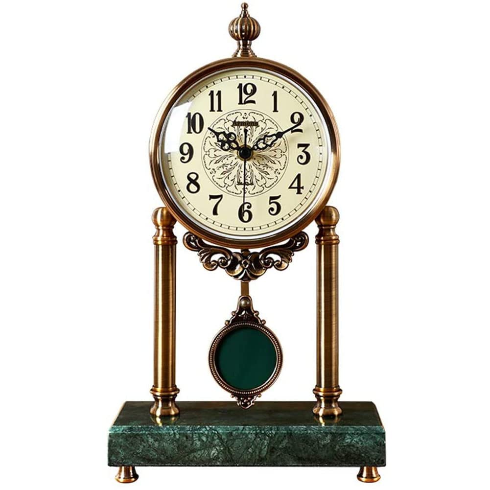 Vintage European-Style Desk Clock with Pendulum & Chimes - Battery Operated Antique Table Clock for Home, Office, Hotel Decor - Perfect for Living Room, Study, and Reception Areas (Black)