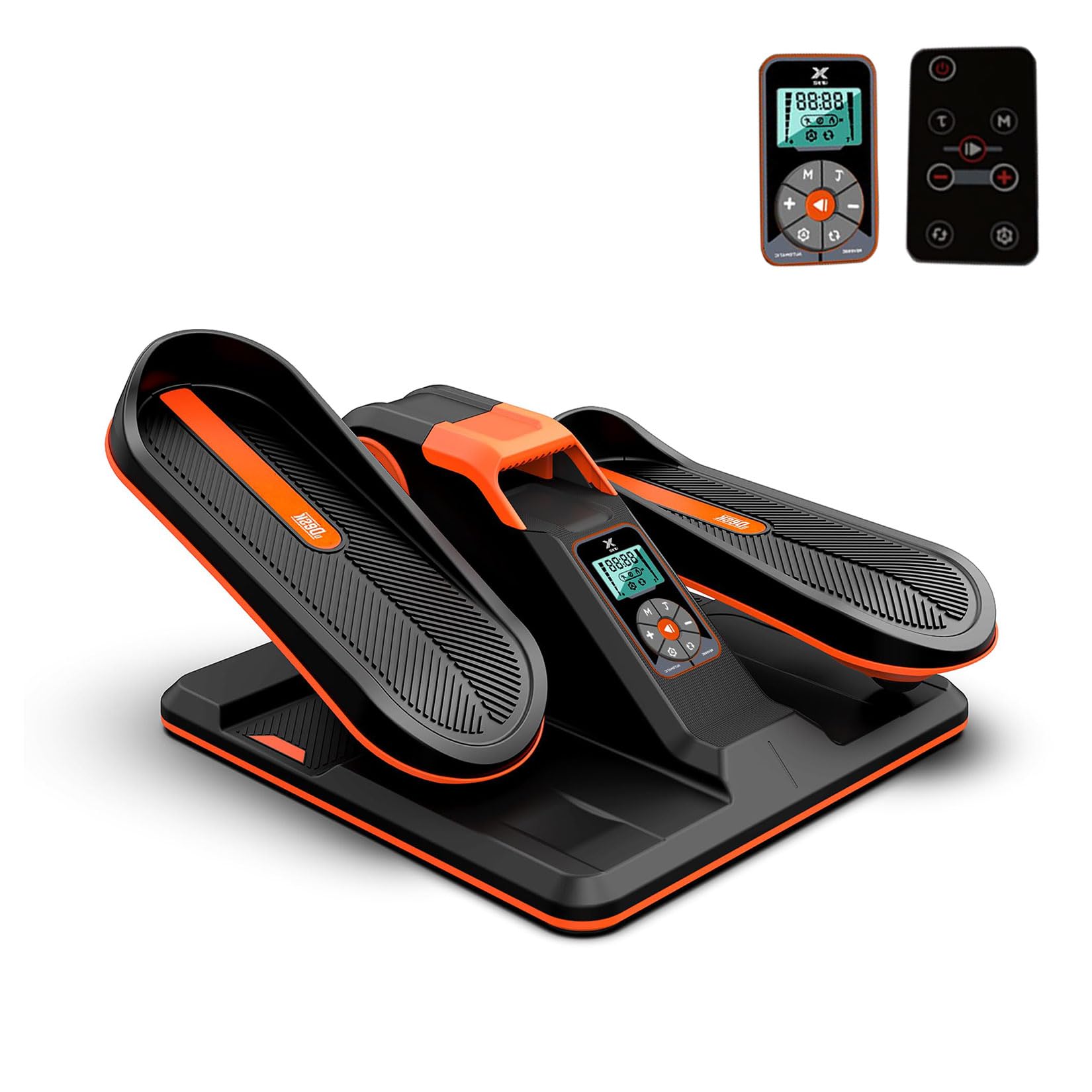 Steppers for Exercise at Home - Stair Stepper with Resistance Bands & LCD Monitor, Under Desk Elliptical Machine for Leg Workout, 300 lbs Weight Capacity - Perfect for Home Gym, Office Fitness & Low-Impact Cardio Training
