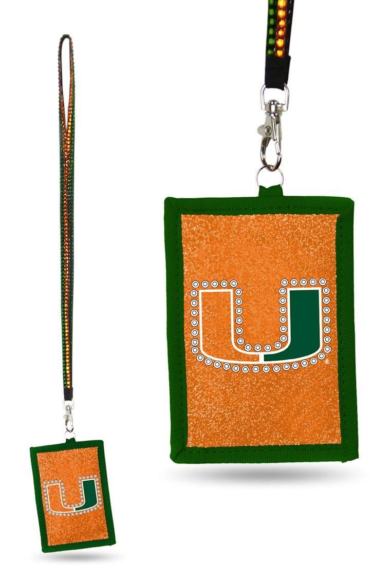 Official NCAA Miami Hurricanes Beaded Lanyard with ID Holder - Team Spirit Accessory for Keys, Badges & School Events - Perfect for Students, Fans & Game Day