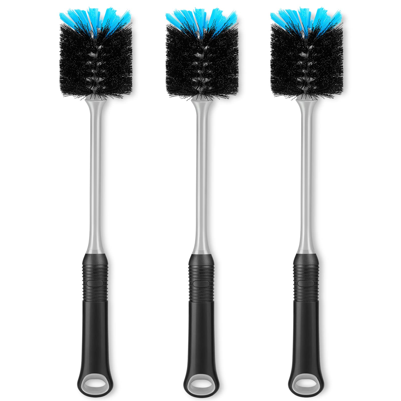 Premium Long Handle Bottle Brush Cleaner - 3 Pack for Baby Bottles, Sippy Cups, Water Bottles, Tumblers & Travel Mugs | Durable Scrubber for Wine Decanters, Glassware & Food Jars | Ideal for Home, Kitchen & Travel Use
