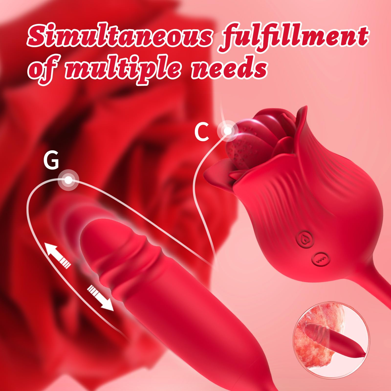 Rose Vibrator for Women - 9 Licking & 9 Thrusting Modes Clitoral Stimulator, G Spot Massager, Discreet Adult Toy for Couples & Solo Play - Perfect for Romantic Nights & Self-Care Moments