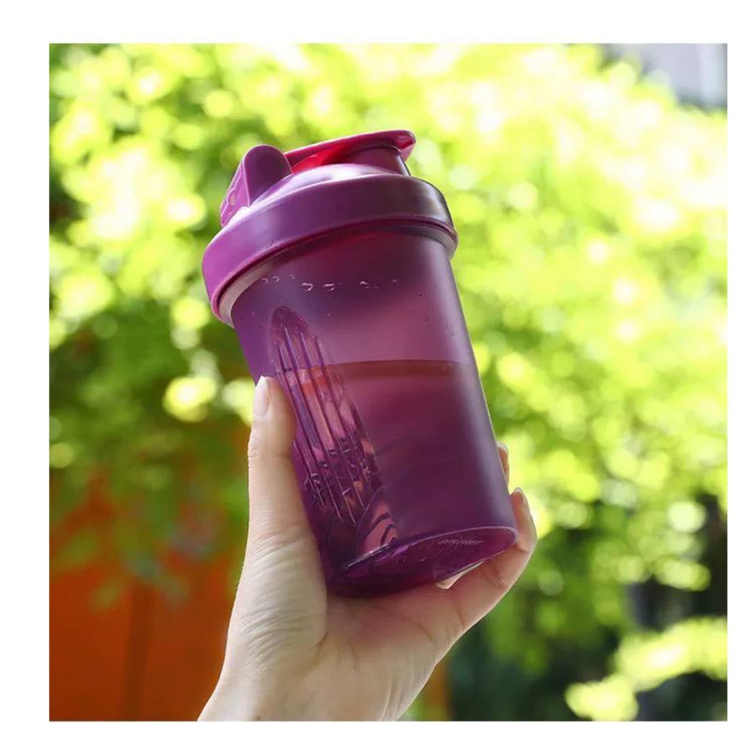Cekaso 16OZ (400ML) BPA-Free Protein Shaker Bottle with Whisk Ball & Loop Top - Perfect for Pre Workout, Post Workout Shakes & Meal Replacement - Ideal for Gym, Fitness & Kitchen Use (Purple Clear)