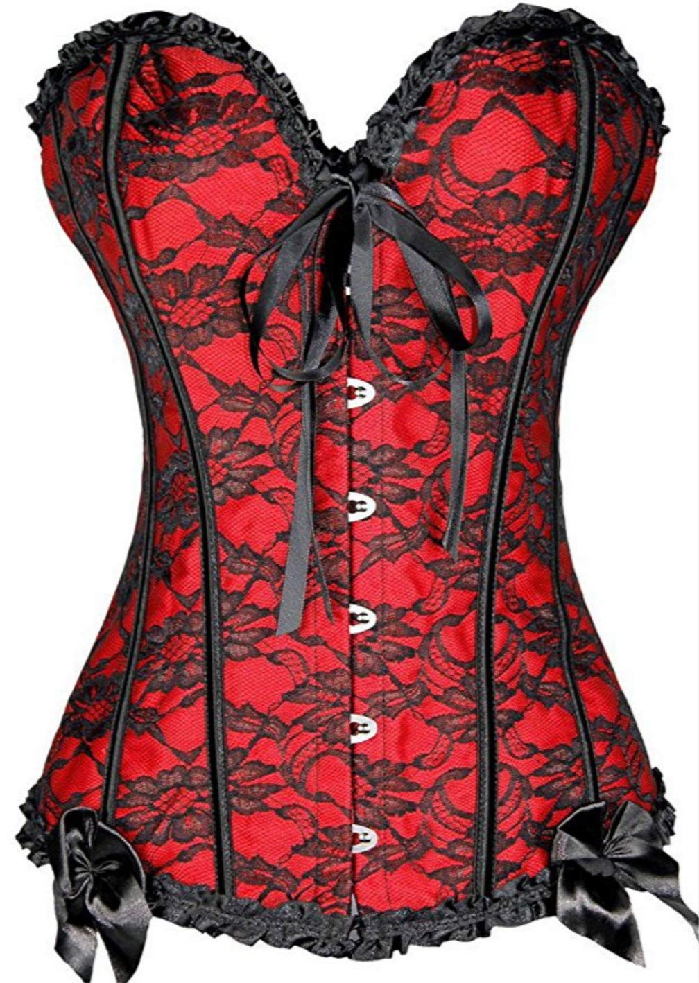 Sexy Red Floral Lace Corset Bustier Top for Women - Bridal Lingerie & Boudoir Wear - Perfect for Valentine's Day, Honeymoon, and Romantic Nights