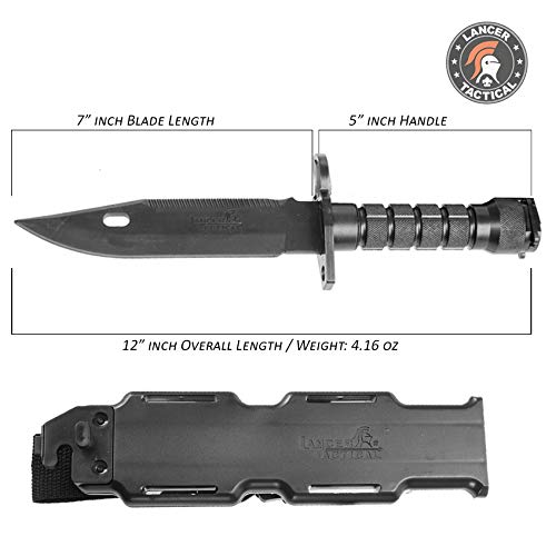 Lancer Tactical M9 Rubber Knife with Sheath - Airsoft Training & Martial Arts for Combat Practice