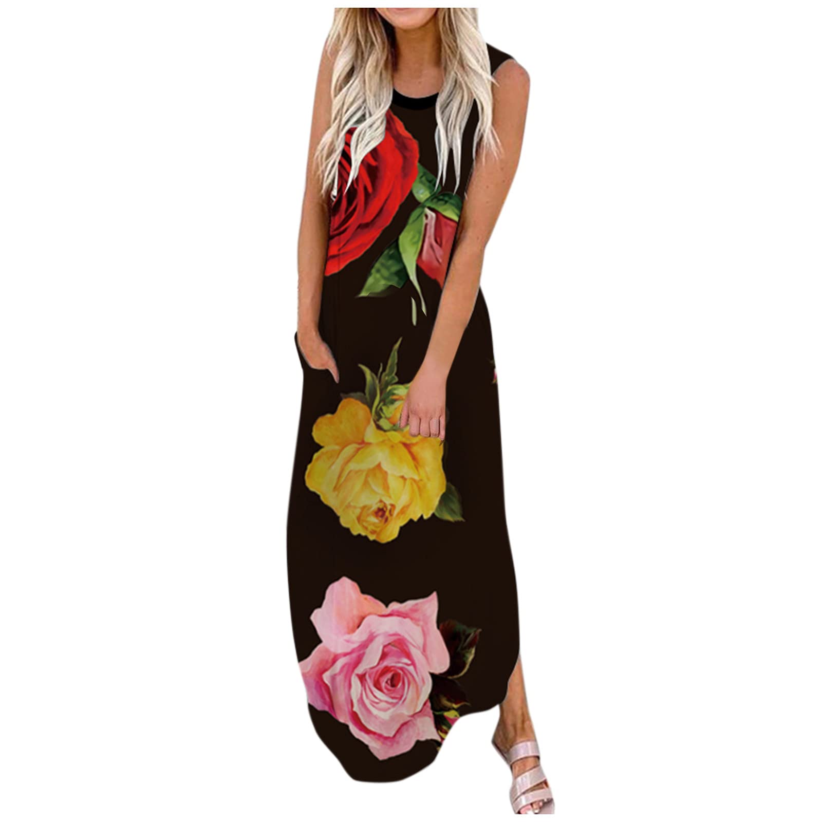 Tie-Dye Maxi Dresses for Women - Casual Loose Floral & Graffiti Summer Sleeveless Long Dresses | Beach Wear, Vacation Outfits, Boho Chic Fashion