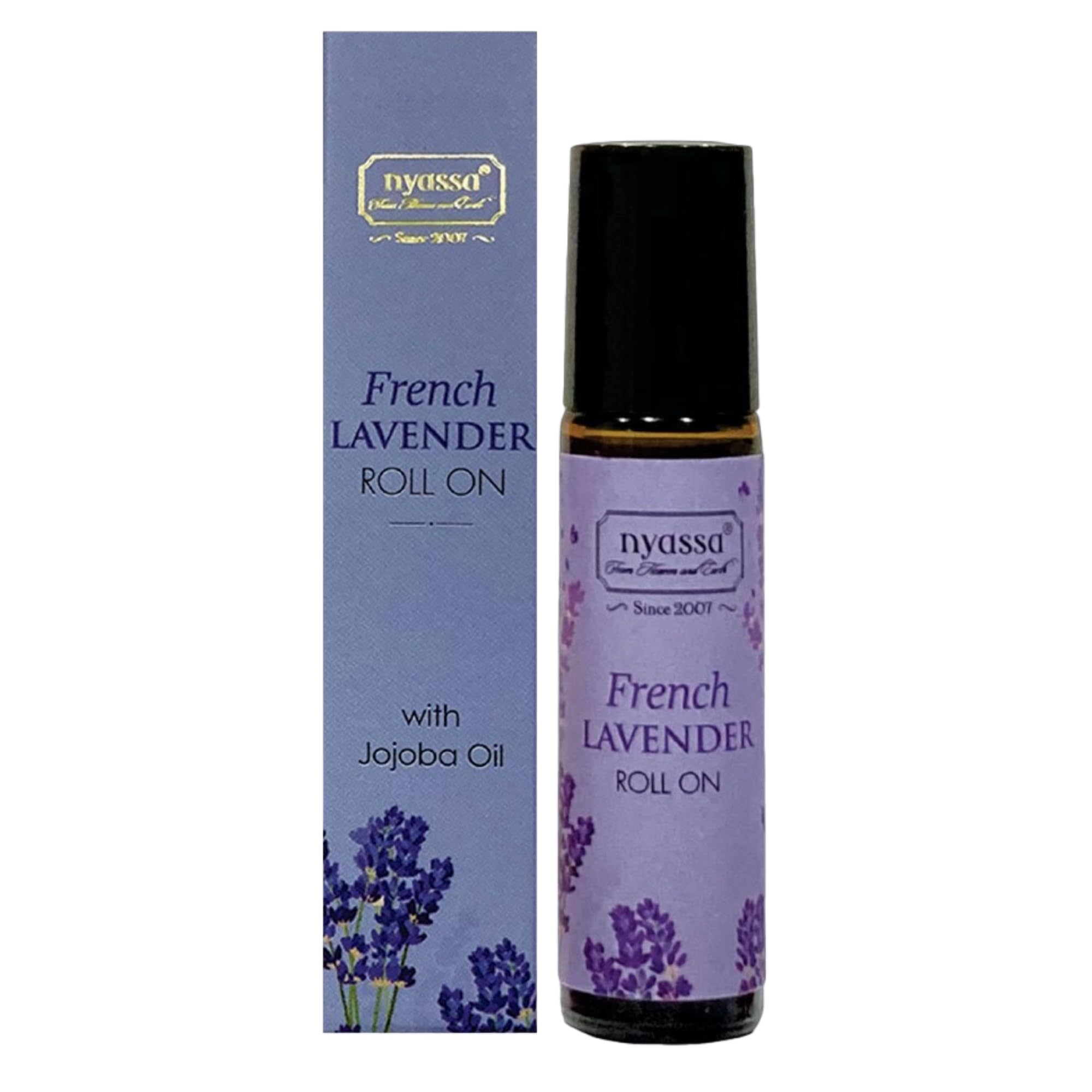 Nyassa French Lavender Essential Oil Roll On 10ml - Pure Jojoba Oil & Fragrance Oil Blend for Stress Relief, Sleep Aid & Aromatherapy - Perfect for Travel, Office & Home Relaxation