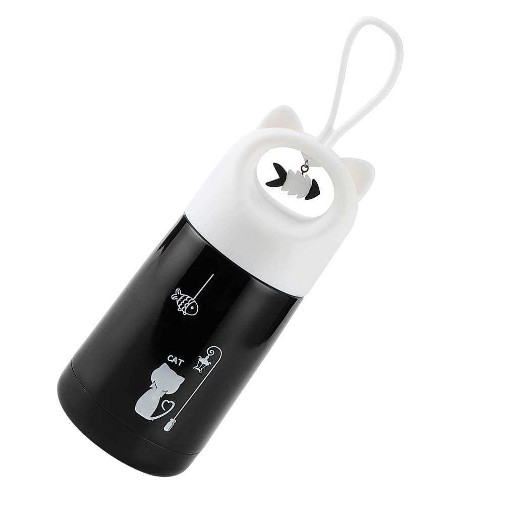 Insulated Vacuum Flask with Cute White Kitten Design - 12oz Stainless Steel Travel Mug for Hot & Cold Drinks - Perfect for Office, Home, and Outdoor Use