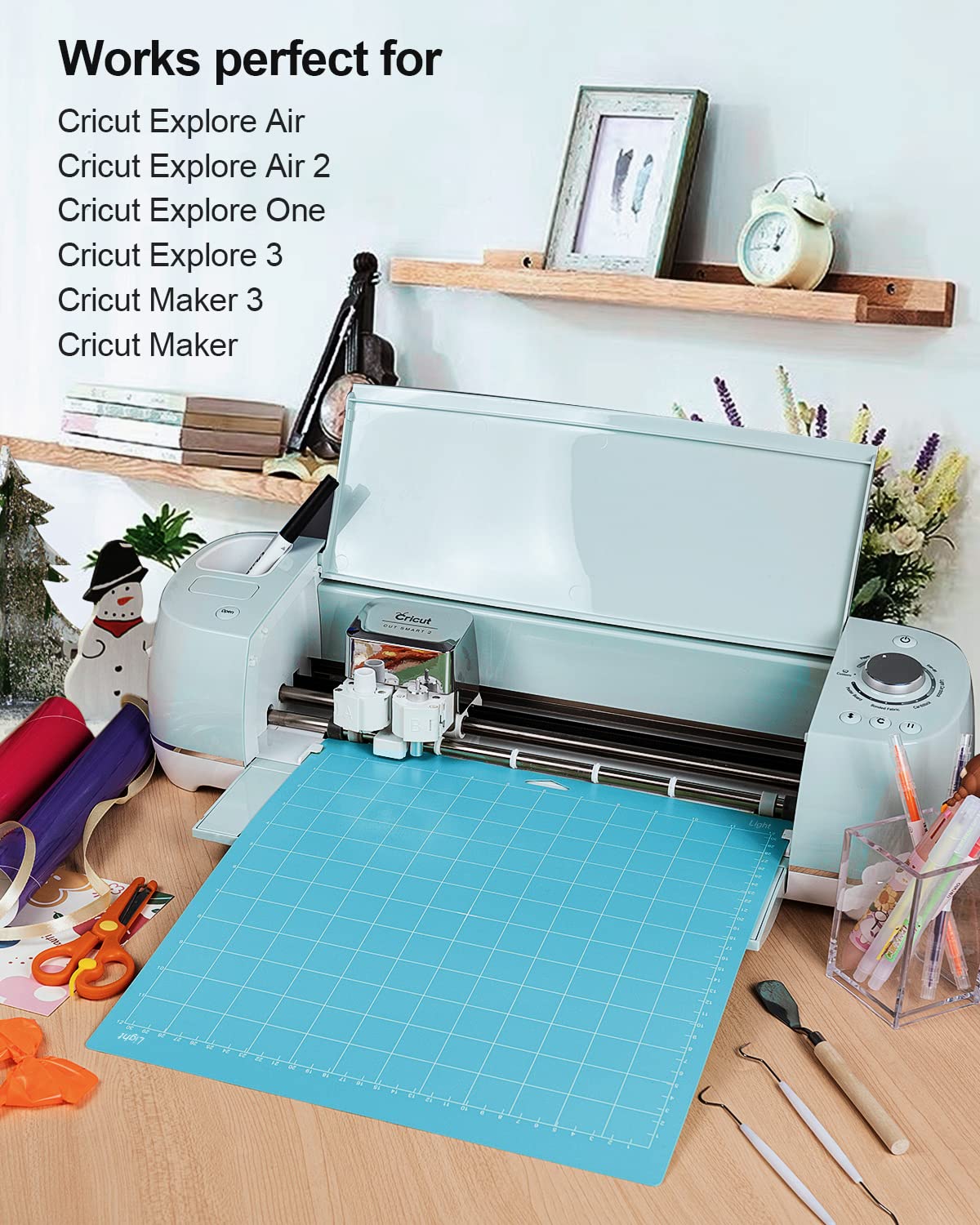 Gwybkq 12-Pack 12x12 Adhesive Cutting Mats for Cricut Maker 3, Maker, Explore 3, Air 2, Air & One - Sticky Light Cut Mats Replacement Accessories for Quilting, Scrapbooking, Stamping & DIY Craft Projects (Blue)