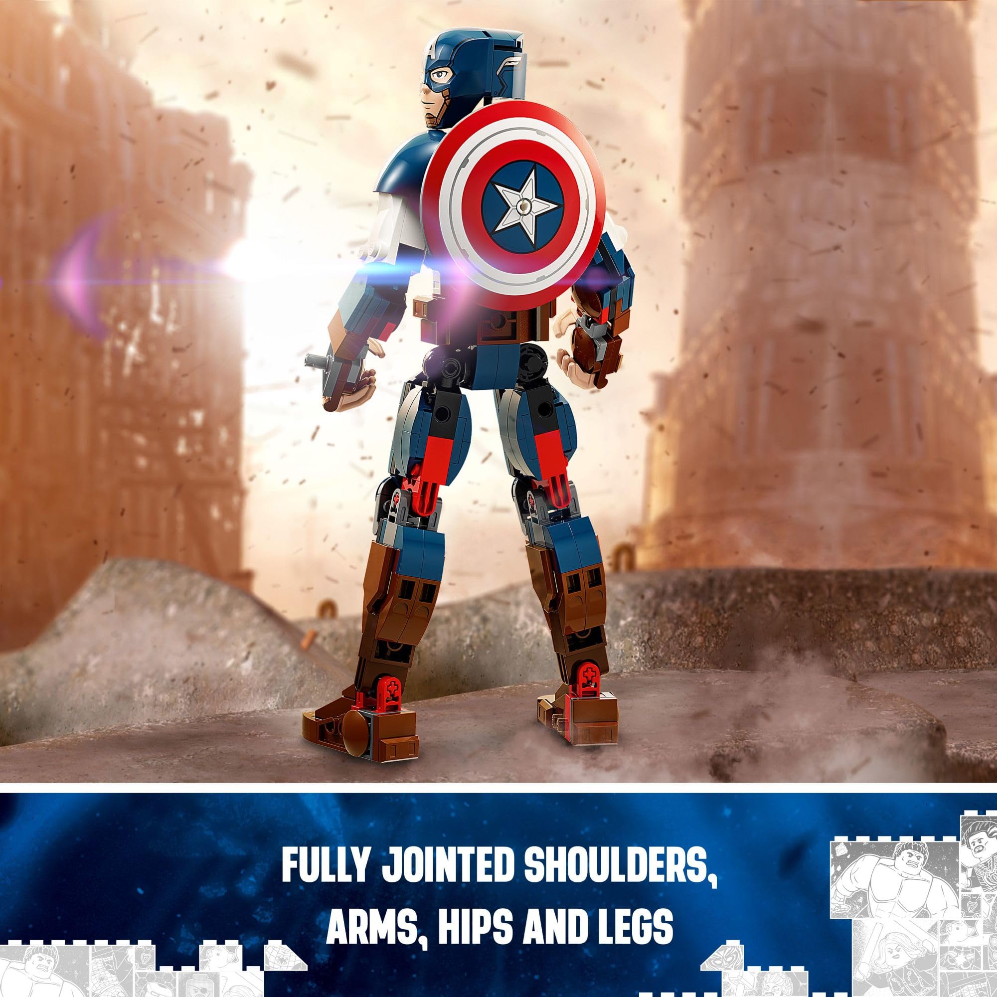 LEGO Marvel Captain America Building Kit 76258 - Buildable Avengers Action Figure with Posable Joints & Attachable Shield - Collectible Toy for Kids Ages 8-12 - Perfect for Play, Display & Marvel Superhero Battles
