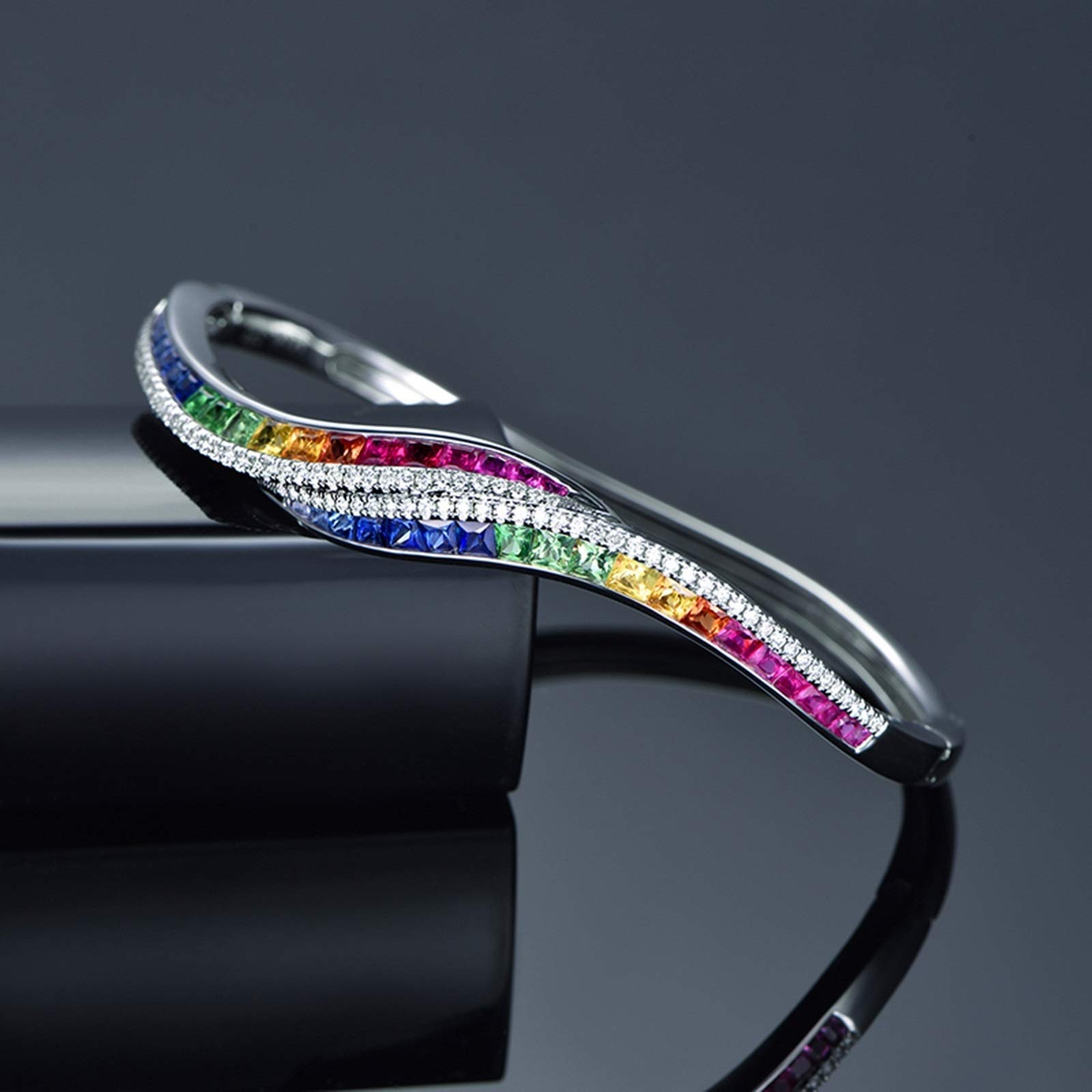 18K Rose Gold Bracelets for Women - Valentine's Day Gift with Ruby, Sapphire, Tsavorite & Diamonds | Adjustable Chain 16-19cm | Elegant Jewelry for Anniversary, Birthday & Special Occasions
