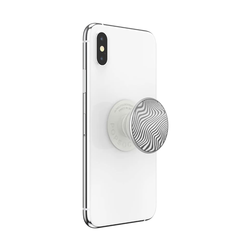 PopSockets 手机支架 - 可扩展支架与可更换激光切割金属地形波顶盖，适用于办公、旅行和日常使用