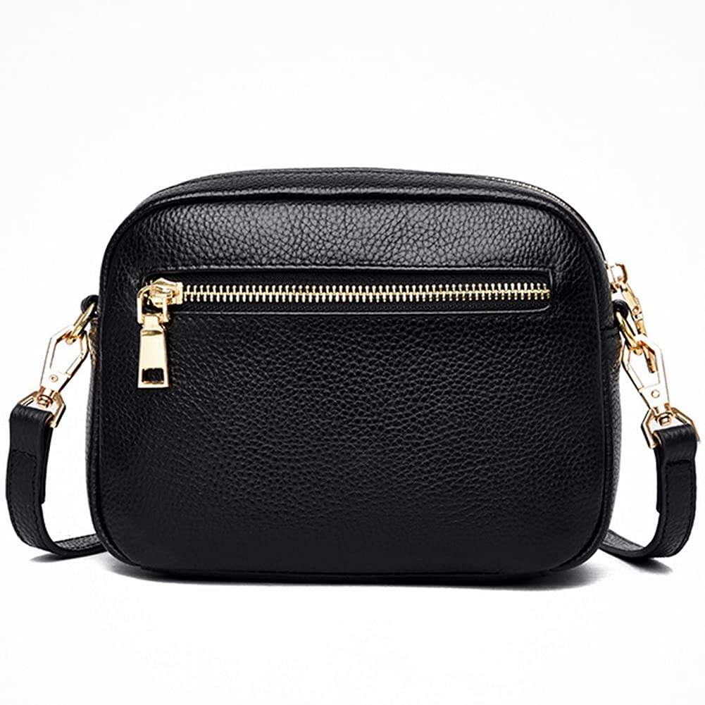 Genuine Leather Shoulder Bag for Women - Multi Zip Pocket Crossbody Purse, Retro Handbag & Fashion Tote - Perfect for Work, Travel & Daily Use