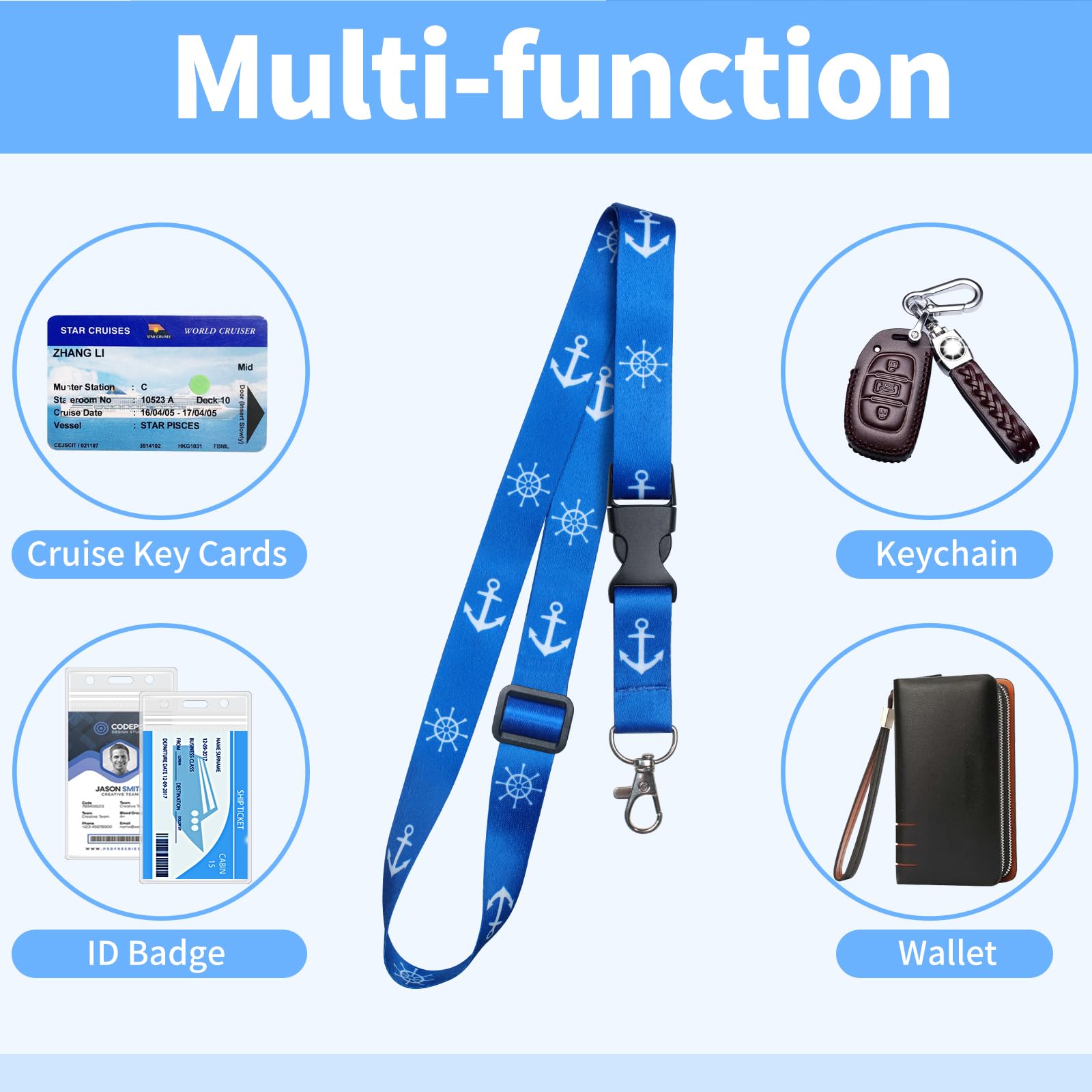 Cruise Ship Card Lanyards - 3 Pack Adjustable with Buckles for Travel Essentials