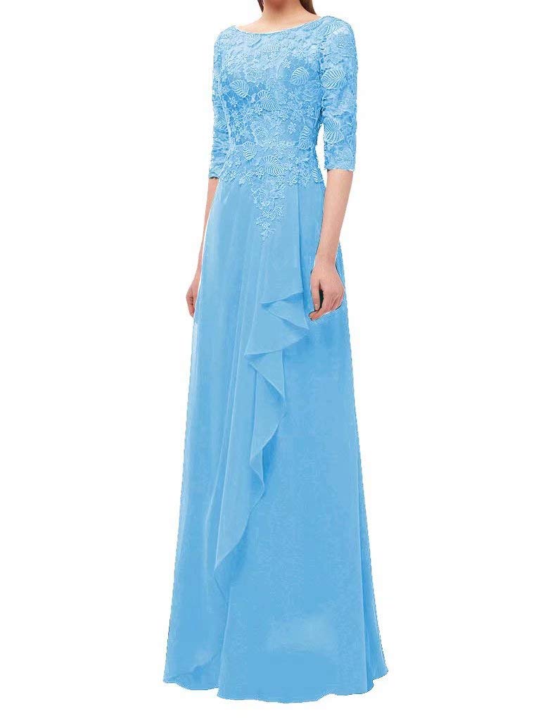 Elegant Long Sleeve Lace Chiffon Mother of The Bride Dress - Formal Wedding Party Gown for Women - Perfect for Wedding Ceremonies, Receptions & Special Occasions