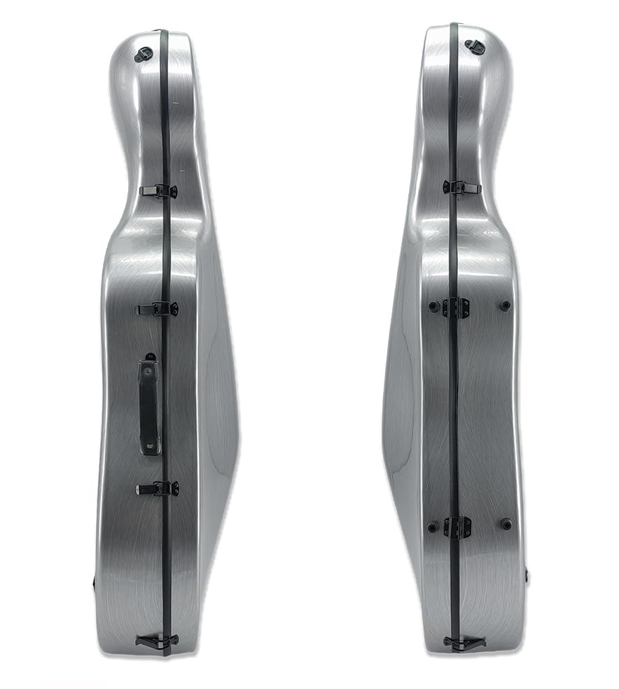 Premium Carbon Fiber Hard Cello Case for Adults - 1/2 Size with 2 Bow Holders, Reinforced Handle, Back Straps & Wheels - Ultra Lightweight & Durable Cello Box for Travel, Performances & Storage