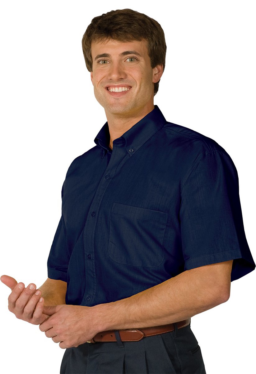Edwards Men's Wrinkle-Resistant Poplin Dress Shirt - Navy Blue - XXXXX-Large Tall Size - Perfect for Business Casual, Office Wear & Formal Occasions